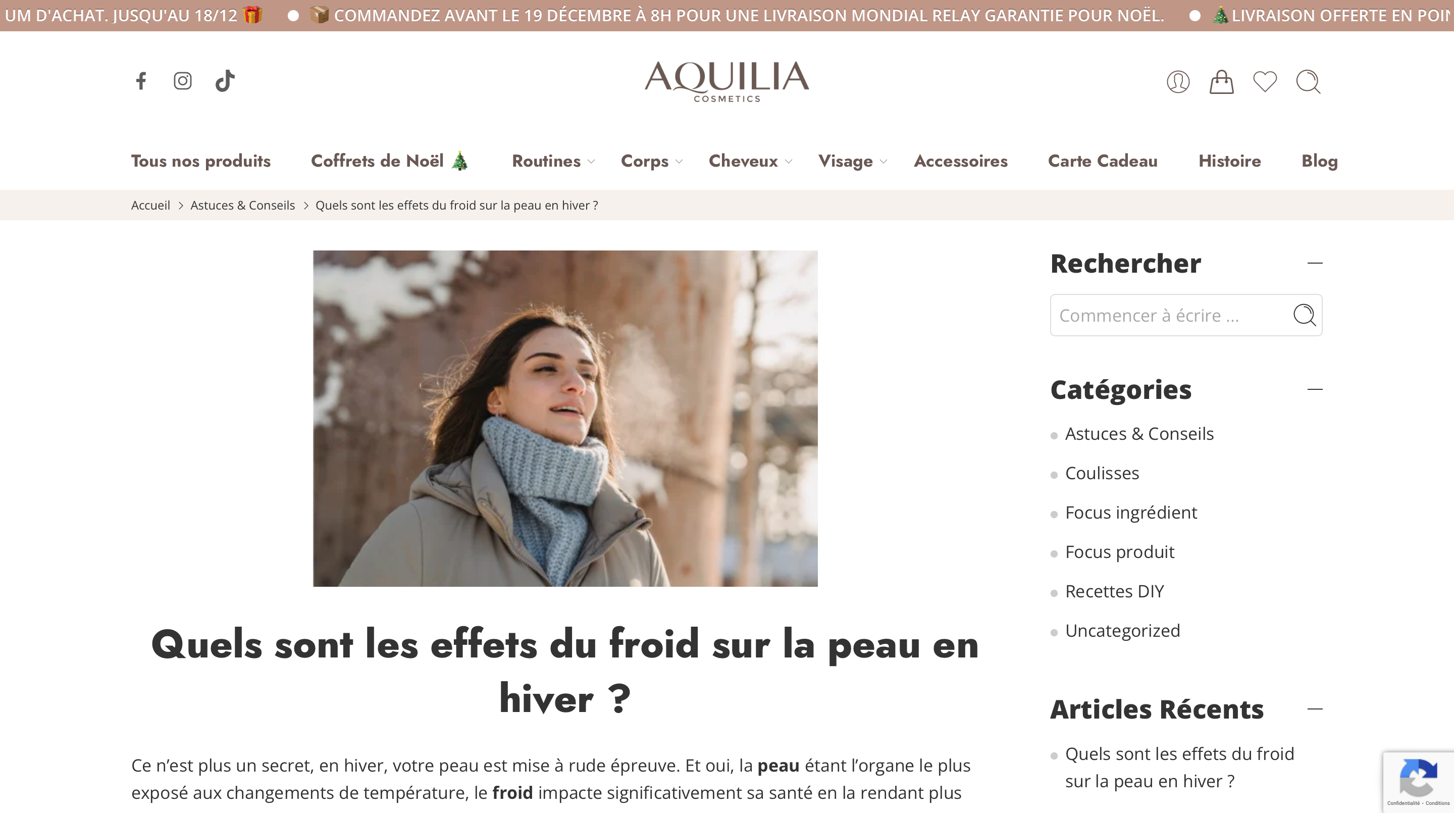 Les effets du froid sur la peau